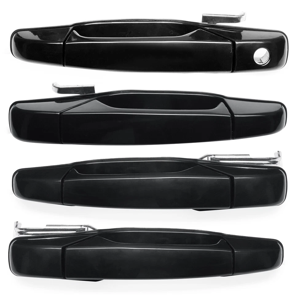 4X Door Handle Gloss Black Fits 2007-2014 Chevy Tahoe Silverado GMC Yukon Sierra Foto 2 de 4