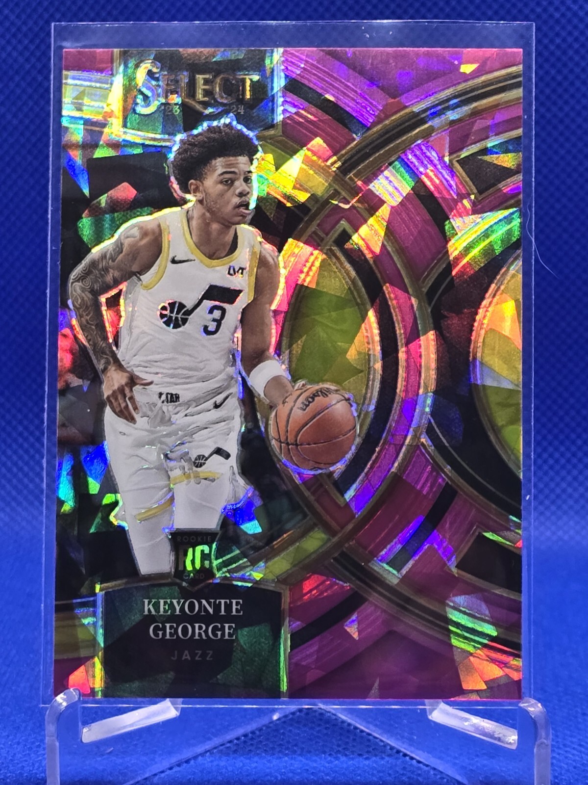 23-24 Select Keyonte George #109 Premier Pink Cracked Ice Rookie RC BOOKEND 1/99