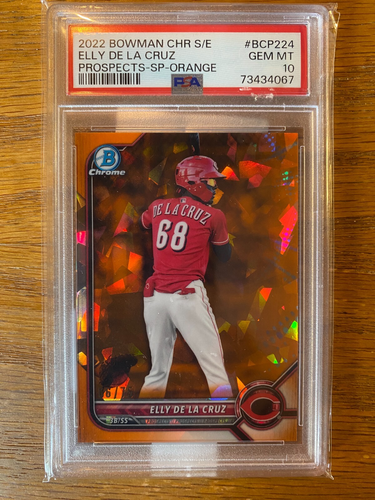 2022 Bowman Chrome Sapphire ELLY DE LA CRUZ #BCP224 /75 Orange Refractor PSA 10