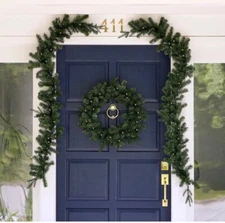 Valley Pine 3-Piece Pre-Lit Door Kit (Includes One 24" Wreath and Two 6Ft Garlan