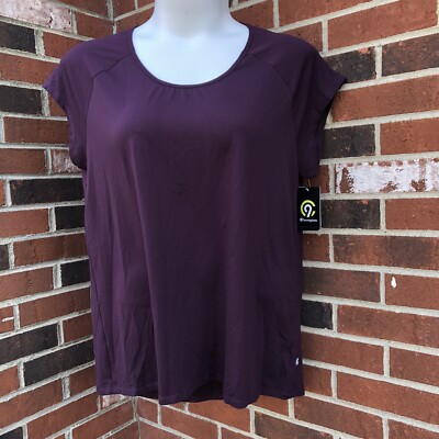 champion womans xxl burgundy blouse short sleeve NWT Poly Spandex