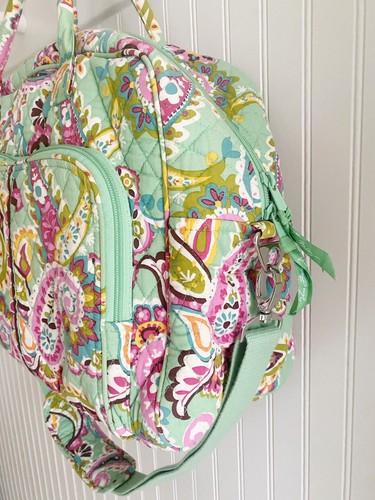VERA BRADLEY Tutti Frutti Weekender Bag Travel Duffel Carry On Green Paisley - Picture 5 of 5