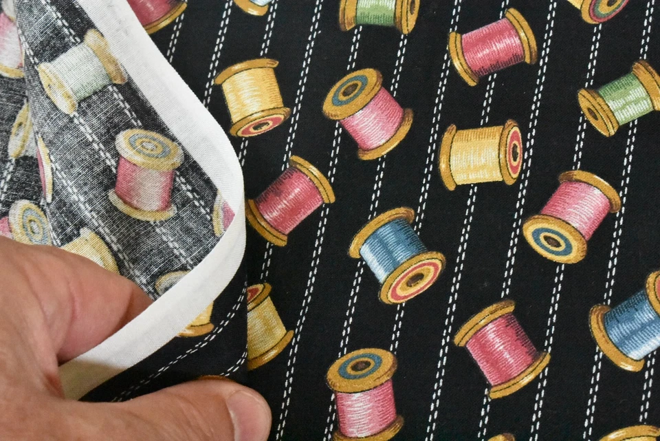 By 1/2 Yd, Vintage, Colorful Wooden Spools on Black, Concord, Kesslers, P7956 - Image 4 of 4