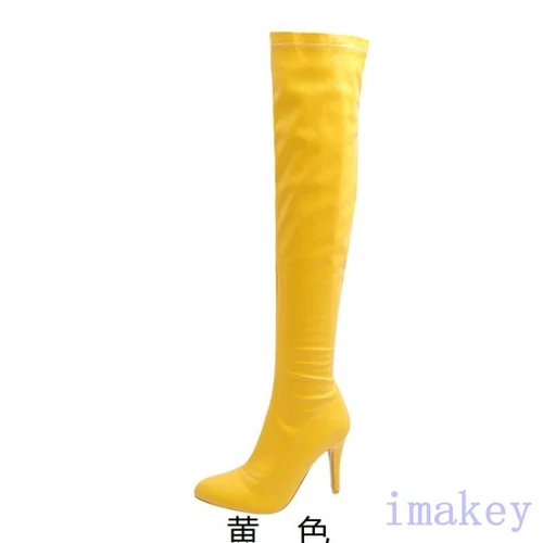 Damen Overknee Stiefel High Heel Spitz zulaufend Reißverschluss Schuhe Sexy Pump - Bild 24 von 29