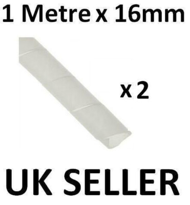 2x SPIRALBINDUNG WEISS KABEL ORDENTLICH WICKLUNG 16MM X 1M NEU