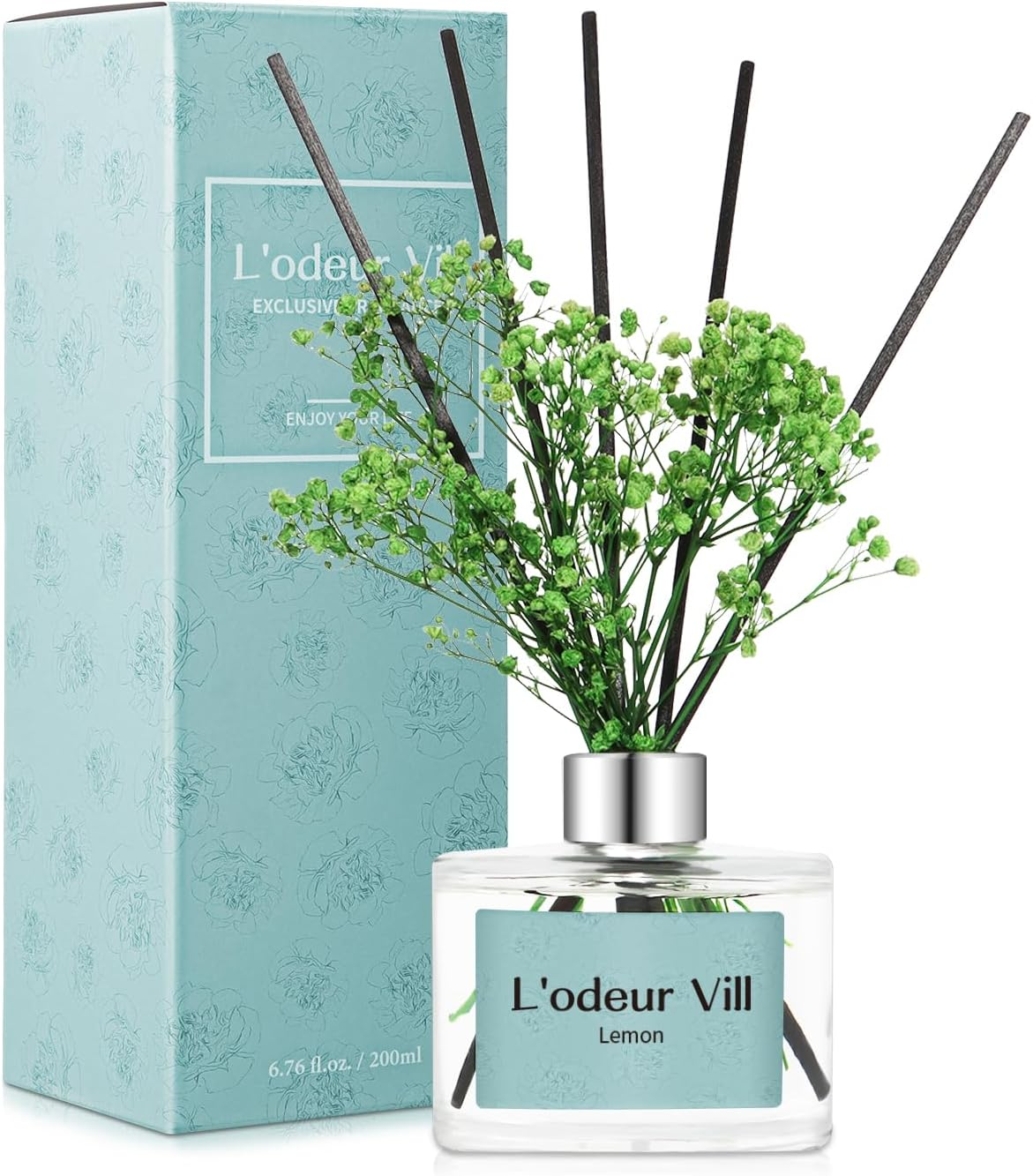 Reed Diffuser Set, 6.7 Oz(200Ml) Lemon Scented Diffuser with 6 Oil Diffuser Stic-image