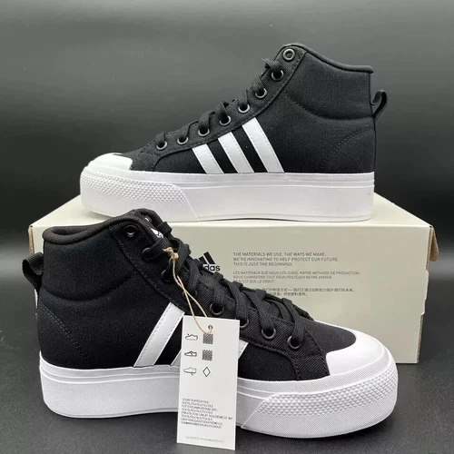 adidas Bravada 2.0 Mid Platform  Women's Skateboarding Shoes Black/White Sz 6.5