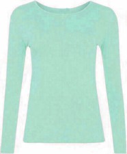 LADIES PLAIN TSHIRT WOMANS LONG SLEEVE SCOOP NECK T SHIRT TOP PLUS SIZE UK 8-26