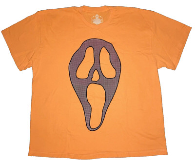 Textured Ghost Face Scream Orange Men's Cotton T-Shirt Mens Size 2XL Halloween