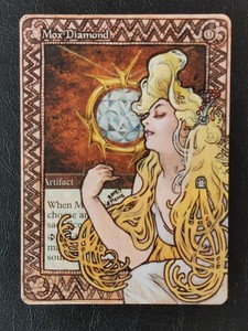 Magic-The-Gathering-Arte-alterada-pintado-a-mao-MOX-DIAMOND-MUCHA-S-B-By-Sitong-GIRL
