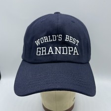 Worlds Best Grandpa Hat Adult Strapback Navy Embroidered Baseball Dad Cap Mens