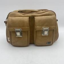 Vintage MARSAND Camel Faux Leather Vegan CAMERA electronic Tech bagT AN Padded