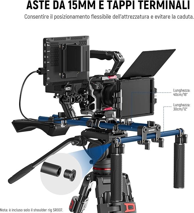 Supporto Spalla Per Fotocamera DSLR | Con Binario 15 Mm Per Video | Rig Per Riprese Stabili | Accessorio Videomaking - Foto 11