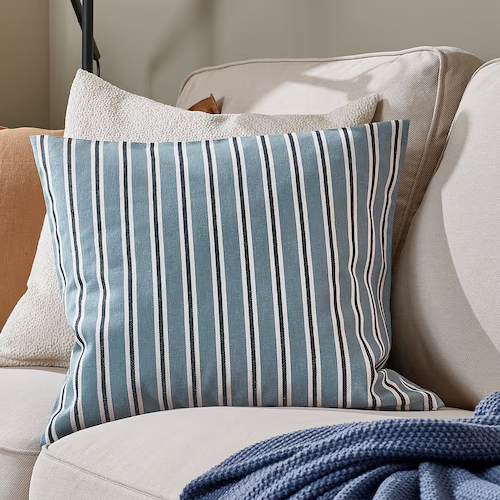 New IKEA KORALLBUSKE Light Blue White Stripe Cushion Cover 20x20" 805.709.73 - Picture 3 of 5