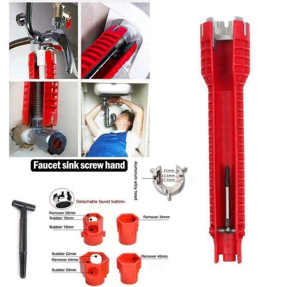 14 IN 1 FAUCET SINK BASIN INSTALLER PIPE WRENCH TAP SPANNER MULTIFUNCTION TOOLS - Image 4 of 4