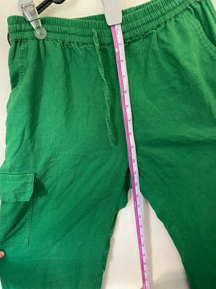 Love Tree Women’s Linen Pants Wide Leg Size S Green Pockets Boho Beachy - Image 4 of 4