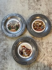 GIF Pewter Ceramic Collector Plates American Revolution Set 3 Canton Ohio 1970s