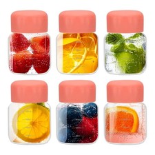 6 Pcs 10 Ounce (300ml) Glass Small Juice Glass Bottles, Pink