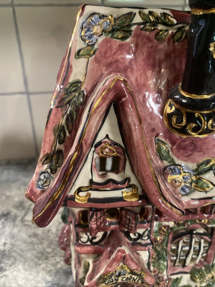 Blue Sky Clayworks, Heather Goldminc, Vintage 2000 “Cozy Corner” Tea Light House - Image 3 of 4