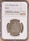 1854 NGC VG8 Liberty Seated Half Dollar 50c with Arrows