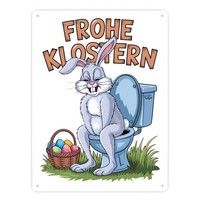 Frohe Klostern Osterhase Metallschild XXL In 28X38 Cm FüR Humorliebhaber