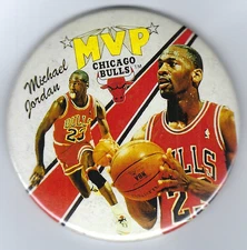 1988 Michael Jordan MVP photo button 3" original pin 1980's rare Chicago Bulls
