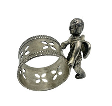 Victorian Unmarked Figural Cherub Napkin Ring Holder Pierced