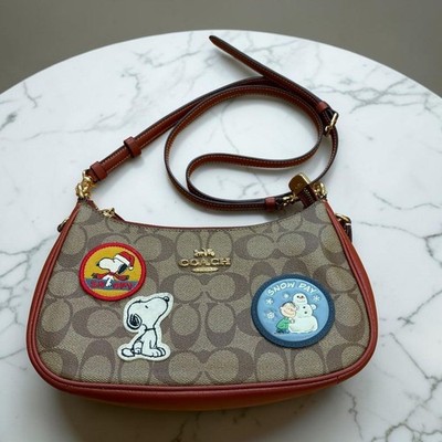 COACH x PEANUTS Snoopy Teri Signature Canvas 2-Way Shoulder Bag Limited Edition