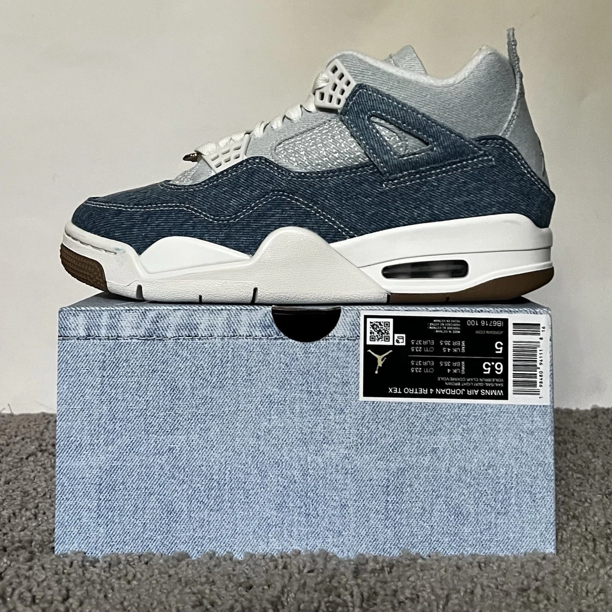 Jordan 4 Retro TEX Worn Blue Denim W for sale | eBay