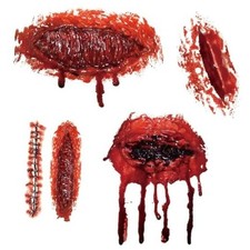 Halloween Fake Scars Tattoos 4 Sheets Fake Blood Halloween Tattoo Set 1