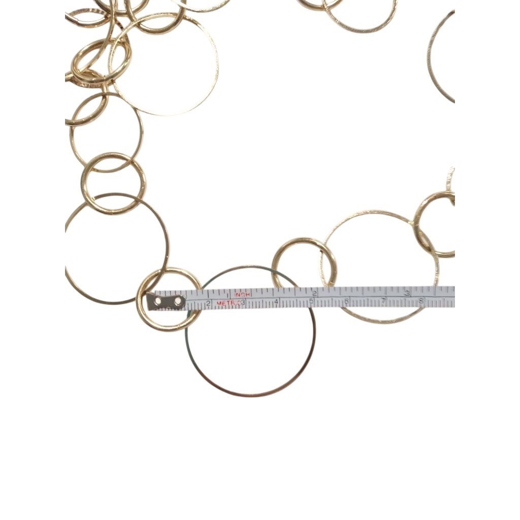 Gold Geometric Multi Circle Link Statement Neckla… - image 8