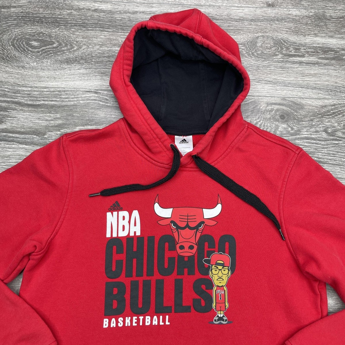 Chicago Bulls Hoodie Mens Large Red Derrick Rose Caricature