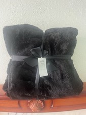 Image of George Home Black Faux Fur Throw Blanket 130x170cm Soft Luxury Sofa Bed BNWT