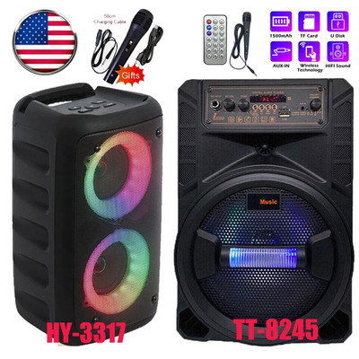 3000W Portable Bluetooth Speaker Sub woofer Heavy Bass Sound System Party + Mic