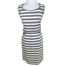 Banana Republic Size 6 Women's Striped Sheath Dress Gray White Fitted Minimalist
