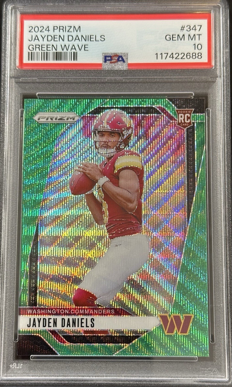 2024 Panini Prizm Jayden Daniels #347 Green Wave Prizm (RC) PSA 10
