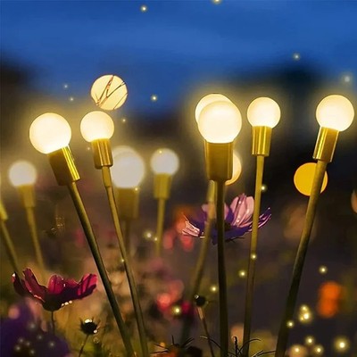 4x LED Solarleuchte Firefly Licht Lichterkette Solarlampe Garten Rasenlicht