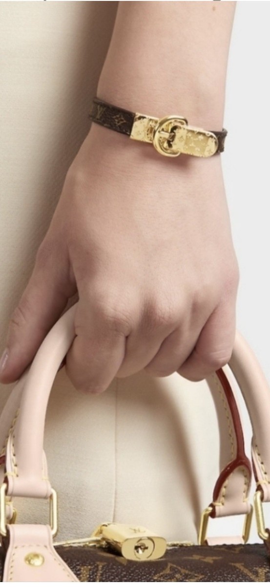 Louis Vuitton Monogram Leather Bracelet “Fasten Your LV