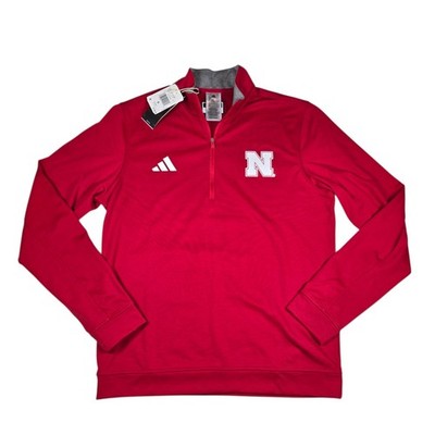 NWT Adidas Nebraska Cornhuskers NCAA Red Elevated Quarter-Zip Pullover Men's Sm