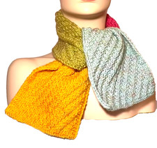 Color Block Wool Scarf Handmade Pink Green Yellow Winter Fashion Preppy Hipster