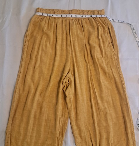 Vintage CP Shades Sausalito Yellow Rayon Wide Leg Jacquard Pants Sz L - Picture 4 of 15