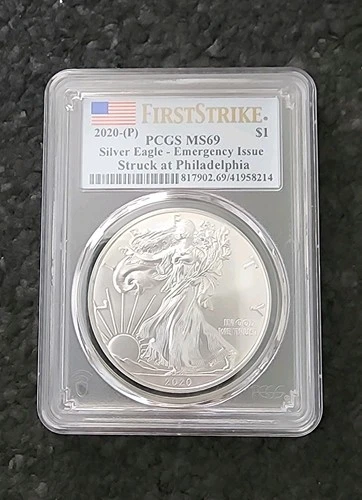 2020-P American Silver Eagle PCGS MS69 Emergency Issue First Strike 🇺🇲 Label