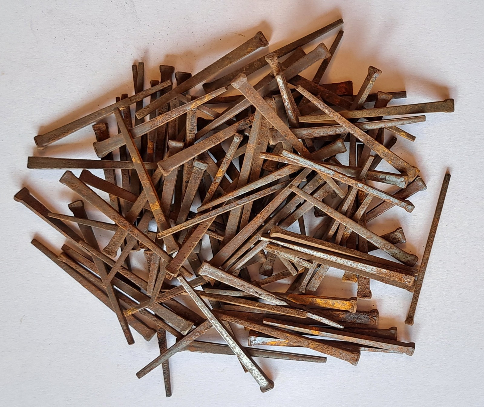 100 Antique 2" Square Cut Coffin Nails Rusty Patina Primitive Unused Old Stock