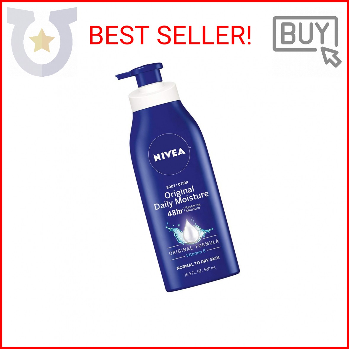 NIVEA Original 48-Hour Moisturizing Body Lotion with Vitamin E for Dry Skin