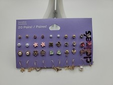 Claire  s - 20 pc Earring Set - Butterfly/Heart Themed Sets - 89707-4 V7 