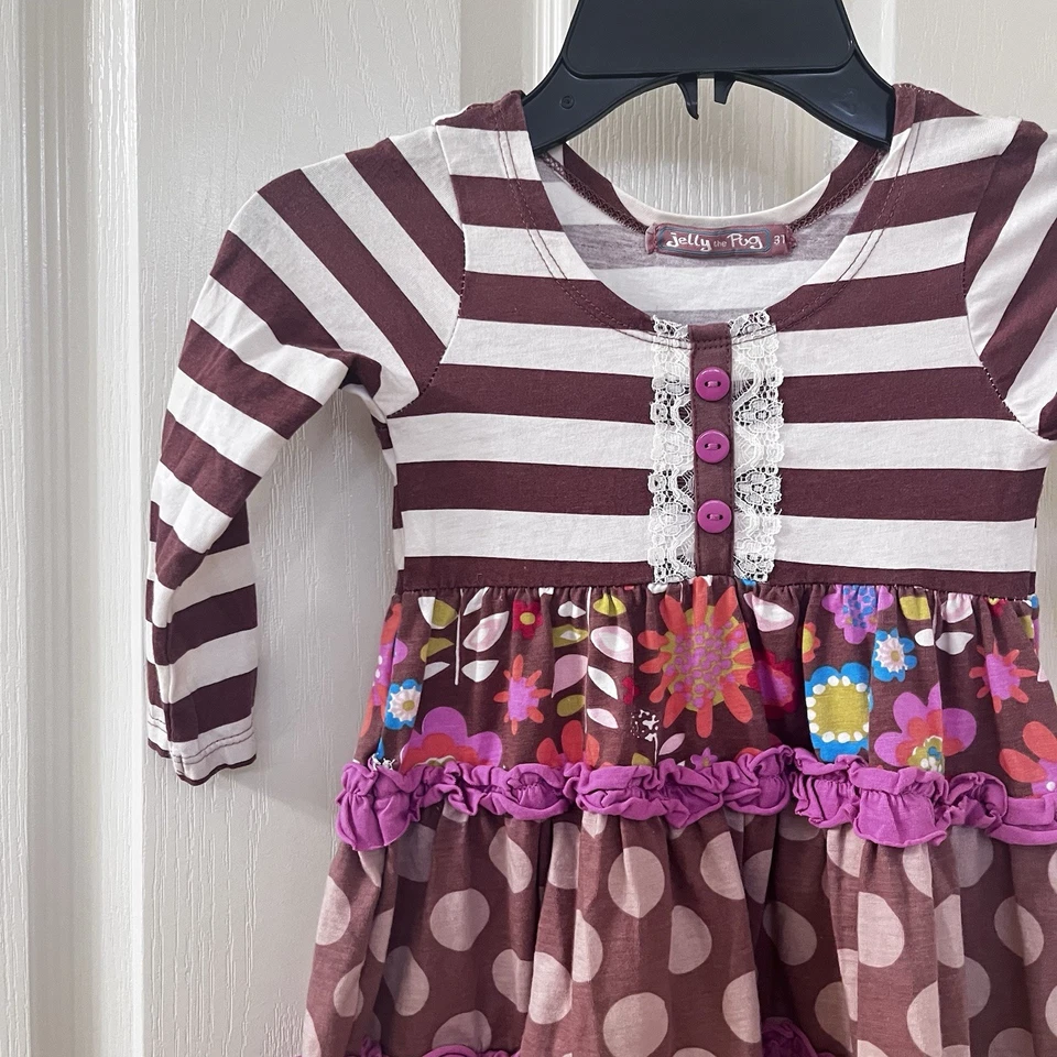 Vestido Jelly the Pug Sweet Cappuccino Collection Emeline Floral Niñas Talla 3T Foto 3 de 4