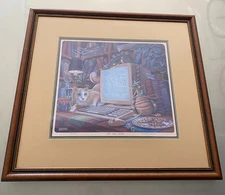 Randal Spangler RP artwork framed CAT and MOUSE 1993 art print 27 x 24