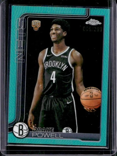 2025-26 Topps Chrome Drake Powell RC Teal Refractor Rookie #/299 Nets