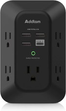 USB Wall Charger Surge Protector - 5 Outlet Extender with 4 USB Charging Ports