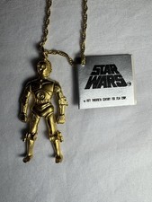 Vintage 1977 Star Wars C-3PO Necklace 20th Century Fox Pendant Chain w Tag